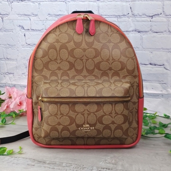Coach Handbags - Coach 32200 Medium Charlie Backpack Signature/Poppy Color